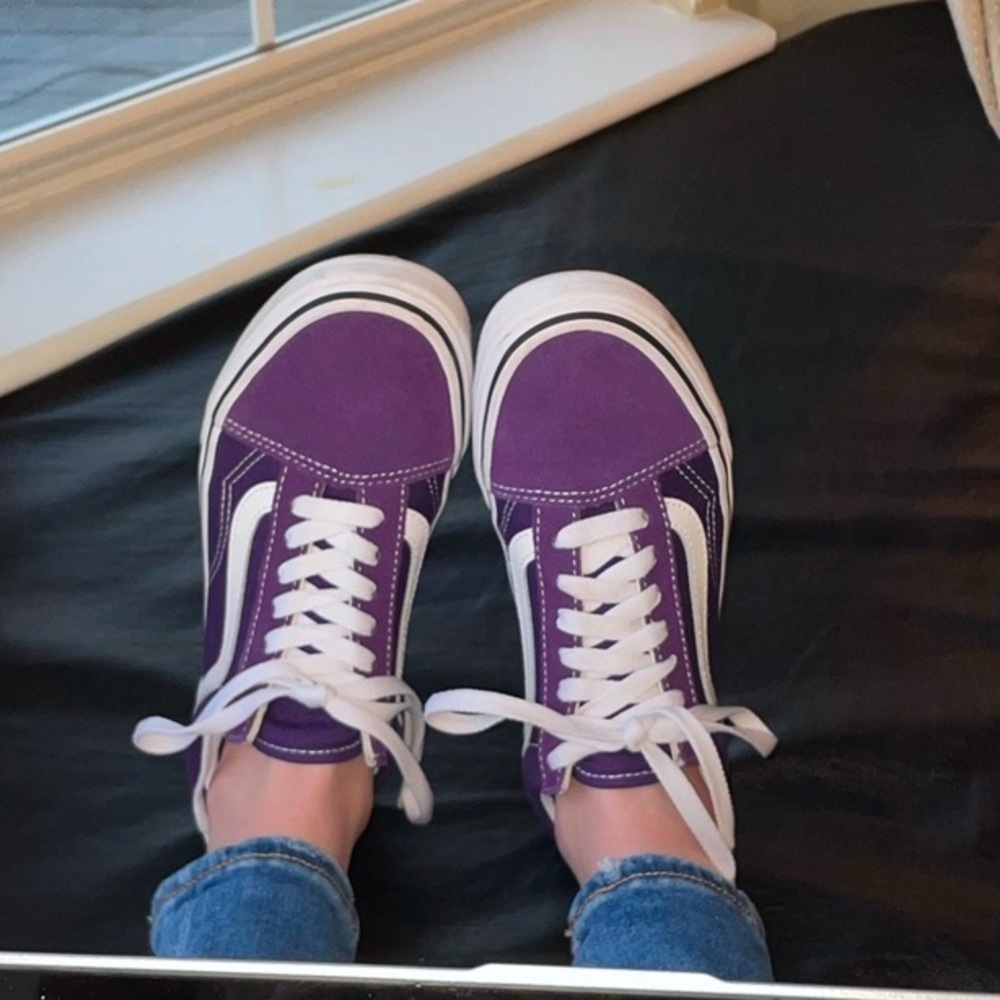 Vans Purple and White Women's Sneakers